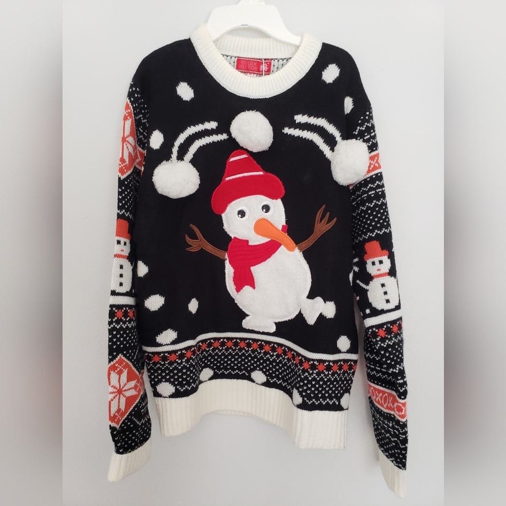 Women‘s Ugly Christmas Sweater Unisex Men`s Funny Novelty Santa Pullover Sz S